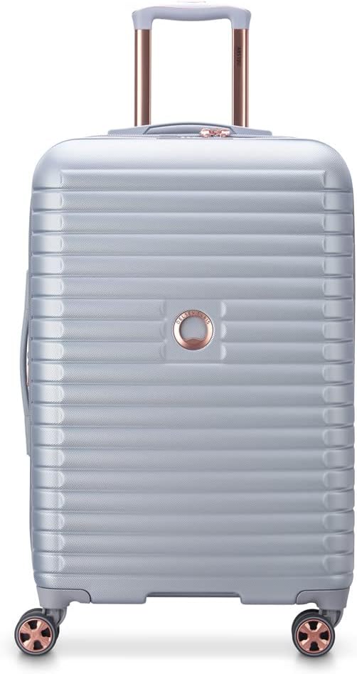 DELSEY PARIS Cruise 3.0 Hardside Expandable Luggage with Spinner Wheels, Platinum, Checked-Medium 24 Inch