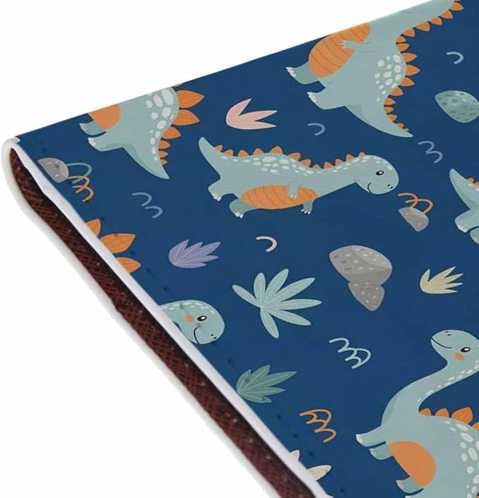 Funny Dinosaurs Passport Holder for Travel Cartoon Nature Design PU Leather Passport Cover Wallet Cute Passport Card Holder for Women and Men