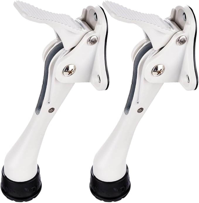 One Touch Kickdown Door Stopper, Door Holder, Heavy Duty Door Stops, Bottom of Door, Height-Adjustable Rubber Tips by HASHI (White 4 inch x 2pack)