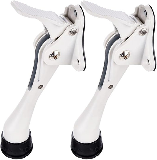 One Touch Kickdown Door Stopper, Door Holder, Heavy Duty Door Stops, Bottom of Door, Height-Adjustable Rubber Tips by HASHI (White 4 inch x 2pack)