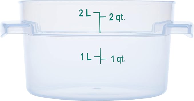 Carlisle FoodService Products Storplus Round Food Storage Container with Stackable Design for Catering, Buffets, Restaurants, Polypropylene (Pp), 2 Quart, Clear