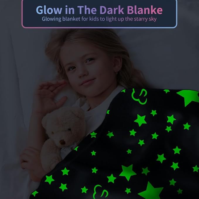 Star Blanket for Girls, Pink Blankets Women, Glow in The Dark Blanket, Cute Teen Personalized Adults/Kids,Soft Fleece and Throw,Birthday Gifts 50inx 60in