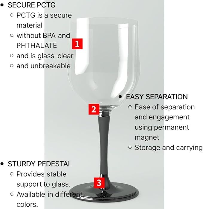 Unbreakable Wine Glass - Foldable, Portable, Detachable, Collapsible, Outdoor, Camping, Picnic (1, White)