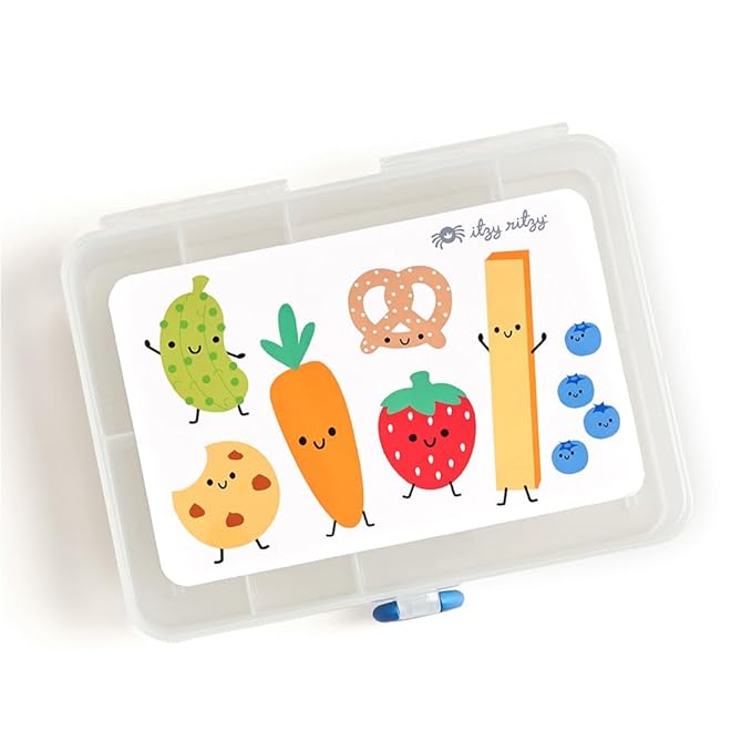 Itzy Ritzy Divided Snack Box – BPA-Free Travel Snack Container with 6 Compartments and Snap-Tight Lid – Convenient Food Storage for Car Rides, Daycare, and On-the-Go