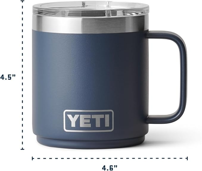 YETI Rambler 10 oz Ceramic Lined Stackable Mug, Vacuum Insulated, Stainless Steel with MagSlider Lid, Rescue Red
