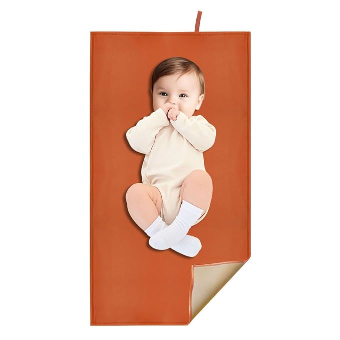 Orange Baby Diaper Changing Pad, Portable Baby Changing Mat for Travel or Home, Foldable Mat Fits Perfectly in Diaper Bag (67-02)