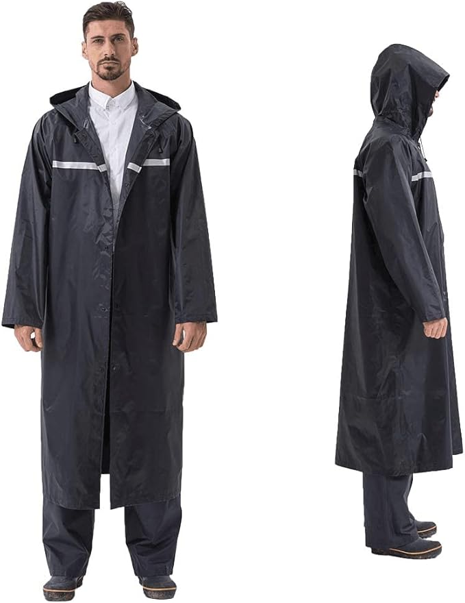 Pahajim Mens Raincoat with Hood Long Waterproof Ponchos Lightweight Rain Jacket for Women Adults