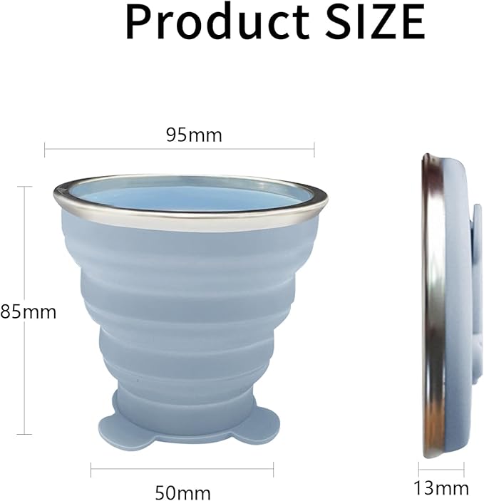 2 Pcs Collapsible Cups, Silicone Collapsible Travel Cup, Expandable Folding Camping DrinkingCup with Lids Reusable Small Portable Mugs-Cup for Travel, Camping, Hiking,Outdoor Sports (Purple&Blue)