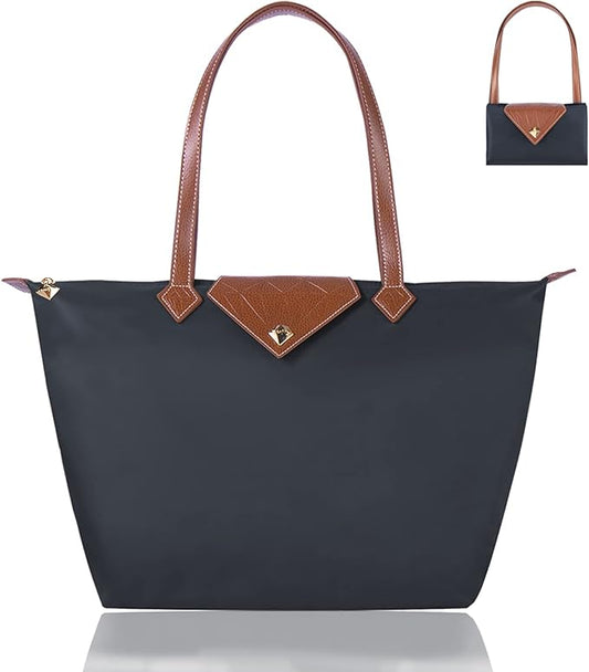 Women Tote Bag,Stylish Waterproof Nylon Ladies Shoulder Bag, Folding Beach Travel Bag for Work,Shopping, Large