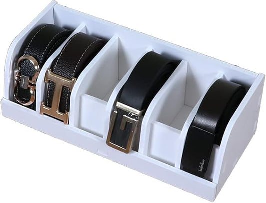 Mollytek Wooden Belt Organizer, Belt Storage Holder, Belt Container, Belt Display Case Box Organizer for Retail Store 6 Grids Belt Rack (6 Grids)