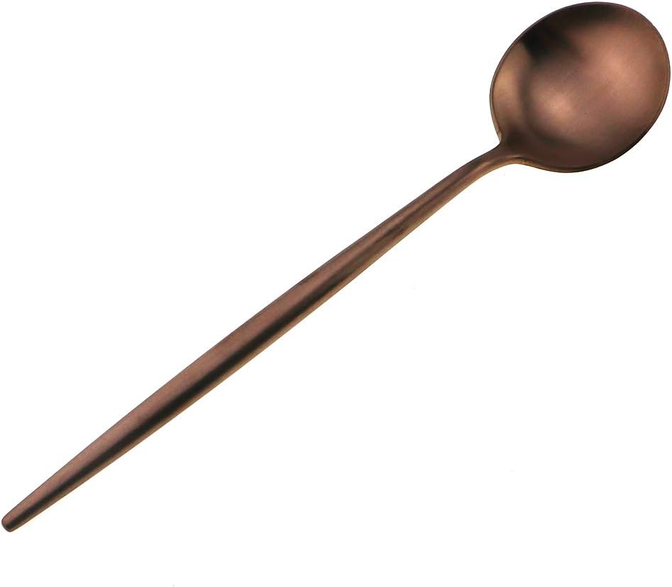 Matte Rose Gold Silverware Set,Gugrida 5-Piece 18/10 Stainless Steel Satin Finish Flatware Set,Kitchen Utensil Set,Tableware Travel Cutlery Set for Camping Office or School Lunch, Dishwasher Safe