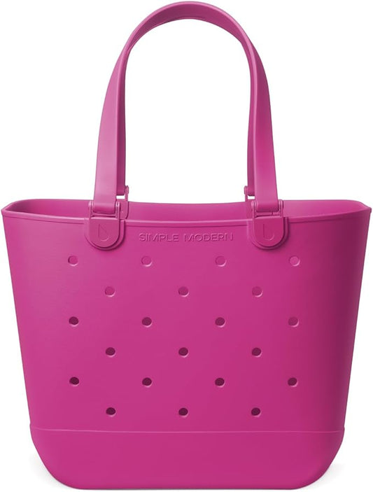 Simple Modern Extra-Large Beach Bag | Waterproof Getaway Rubber Tote with Zipper Pocket for Travel, Pool, Boat, Groceries, Sports | Zinnia