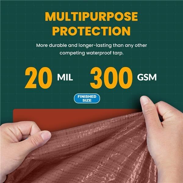 Tarp Cover Brown/Black Heavy Duty 20 Mill Thick Material, Waterproof 10'X20' Great for Tarpaulin Canopy Tent, Boat, RV Or Pool Cover! by Trademark Supplies (Poly Tarp 10X20, Ultra Thick)