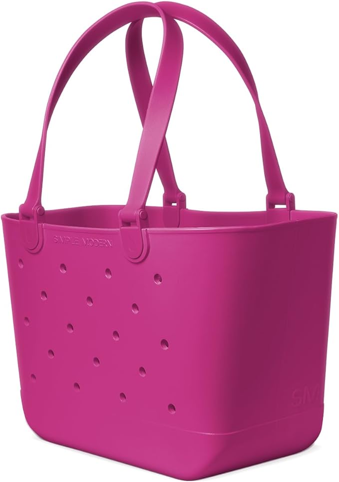 Simple Modern Large Beach Bag | Waterproof Getaway Rubber Tote with Zipper Pocket for Travel, Pool, Boat, Groceries, Sports | Zinnia