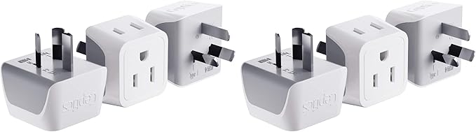 Ceptics Australia Power Plug Adapter, 2 in 1 Type I Plug Adapter, US to Australia, China, New Zealand Power Adapter with Dual USA Inputs, CE, RoHS - 6 Pack