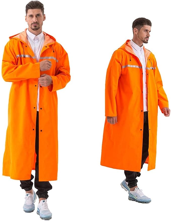 Pahajim Mens Raincoat with Hood Long Waterproof Ponchos Lightweight Rain Jacket for Women Adults