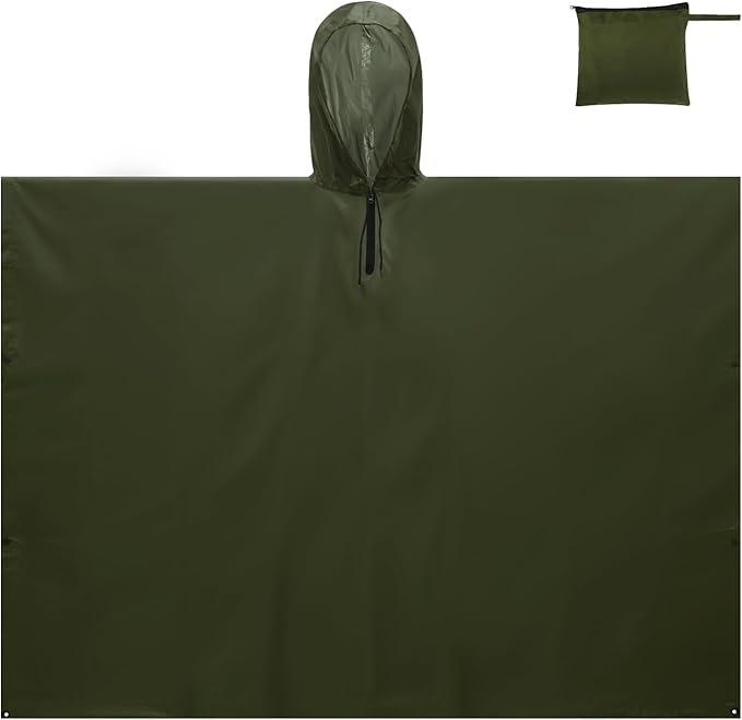 LOOGU Camo Rain Poncho with Hood Waterproof Lightweight Raincoat Rain Gear Men Women Outdoor Camping Hunting Hiking Fishing