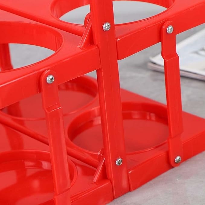 Portable Plastic Drink Carrier,Reusable Red Beer Bottle Coffee Cup Holder,Tea Bottle Drink Caddy for Delivery,4 Holes Cup Holders with Handle for Catering Restaurant Travel Car