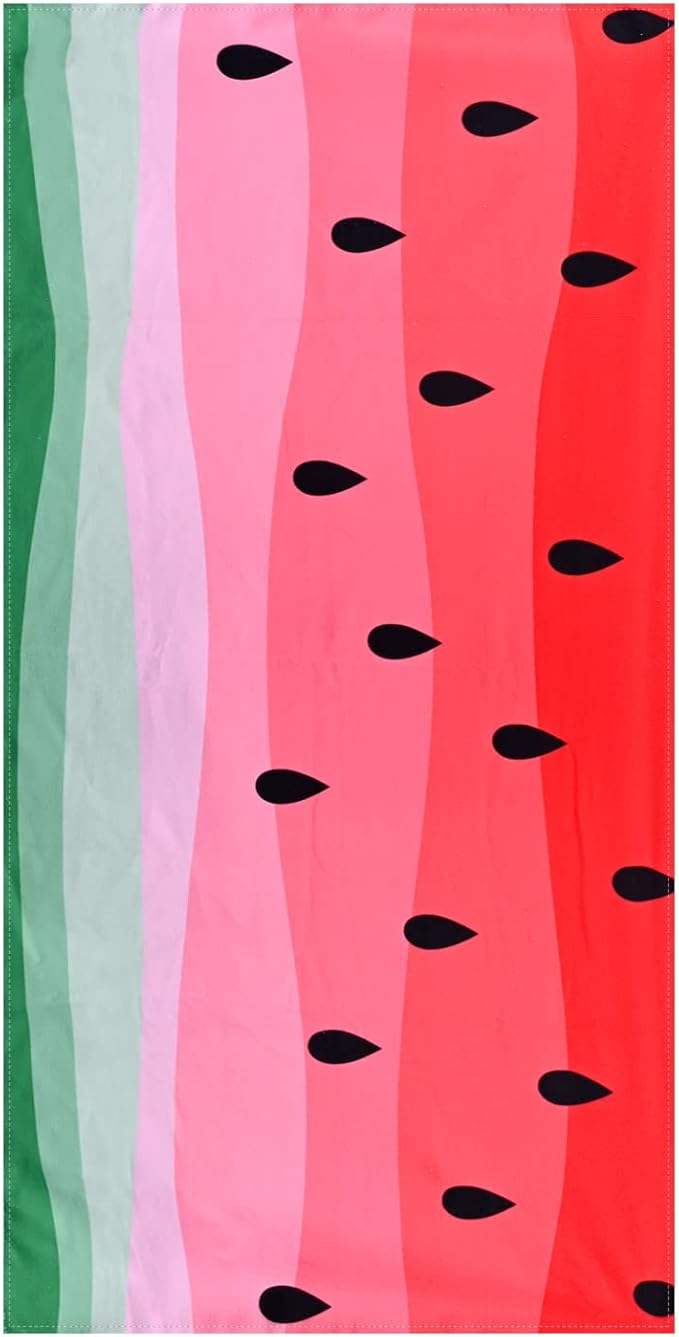 LIVILAN Watermelon Beach Towel, 30"x60", Oversized, Lightweight, Quick Dry, Sand Free, Perfect for Kids, Girls, Women, Watermelon Design, Ideal Swim, Bath, Pool Towel, Unique Watermelon Gifts