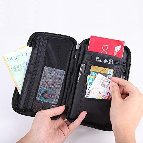 GOX Passport Holder for Travel Family RFID Neck Wallet for Traveling Women Travel Pouch for Passport and Documents with RFID Waterproof Zipper Passport Case (Multicolor)