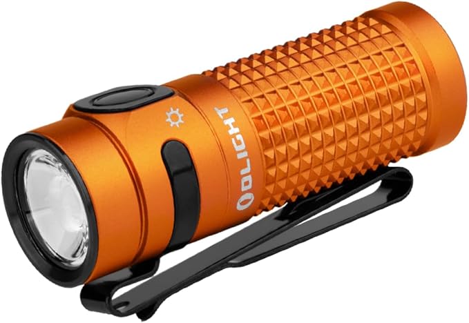 OLIGHT Baton4 Rechargeable EDC Flashlight, Bright Small Flashlight 1300 Lumens with MCC Charging Cable, IPX8 Waterproof, Multiple Modes Pocket Light for Home, Camping, and Emergencies (Orange)