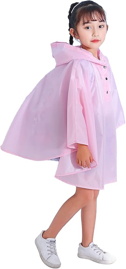 Spmor Kids Rain Poncho Hooded Jacket Rain Coat