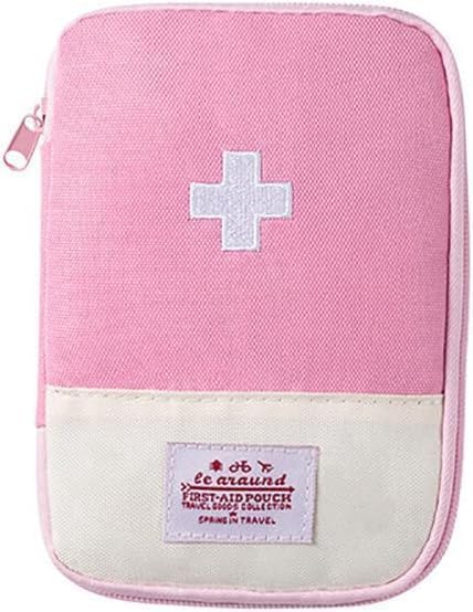 First Aid Bag Empty,Small Portable Empty First Aid Kit Bag Waterproof Section Dividers Travel Medicine Bag for Emergency for Home Office Car Outdoors Boat Camping Hiking Cycling (Pink)