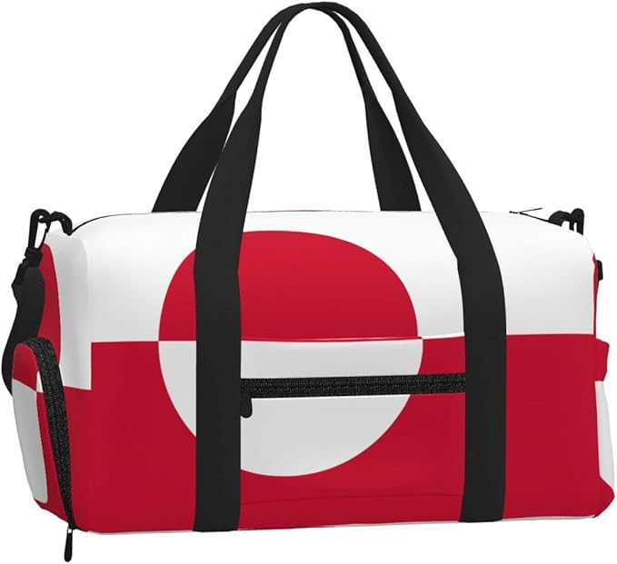 Greenland flag Print Gym Bag with Shoe Compartment for Women Men, 17.7in Sports Duffle Weekender Tote, Overnight Travel Duffel Bag Carry On