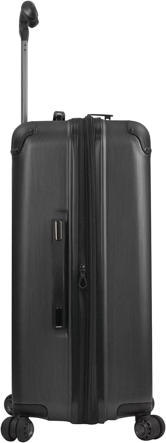 Traveler's Choice Silverwood Polycarbonate Hardside Expandable Spinner Luggage, Brushed Metal, Checked-Medium 26-Inch