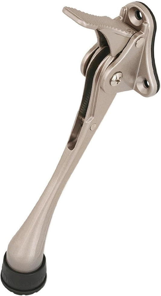 One Touch Kickdown Door Stopper, Door Holder, Heavy Duty Door Stops, Bottom of Door, Height-Adjustable Rubber Tips by HASHI (Satin Nickel 6 inch x 1pack)
