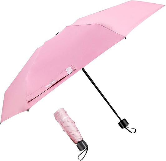 TradMall Mini Travel Umbrella, Portable Lightweight Compact Parasol with 95% UV Protection for Sun & Rain