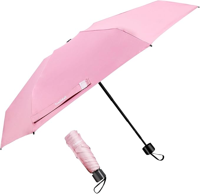 TradMall Mini Travel Umbrella, Portable Lightweight Compact Parasol with 95% UV Protection for Sun & Rain