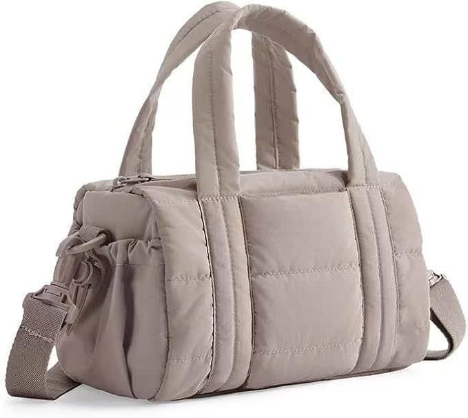 Reiki Mini Gym Bag for Women, Small Duffle Bag with Detachable Strap, Mini Crossbody Bags for Women (Sand Brown)