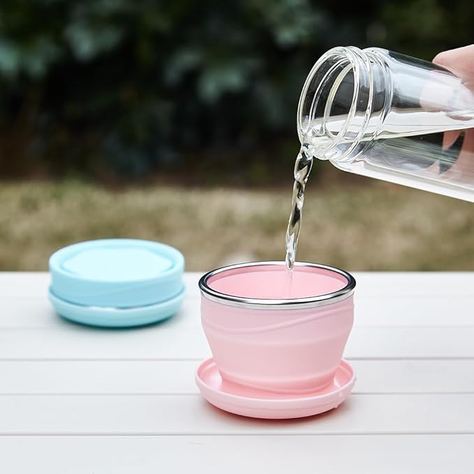 4 Pack Collapsible Travel Cups– Silicone Coffee Mug with Lid 180ML Portable Water Cups for Party Outdoor Camping