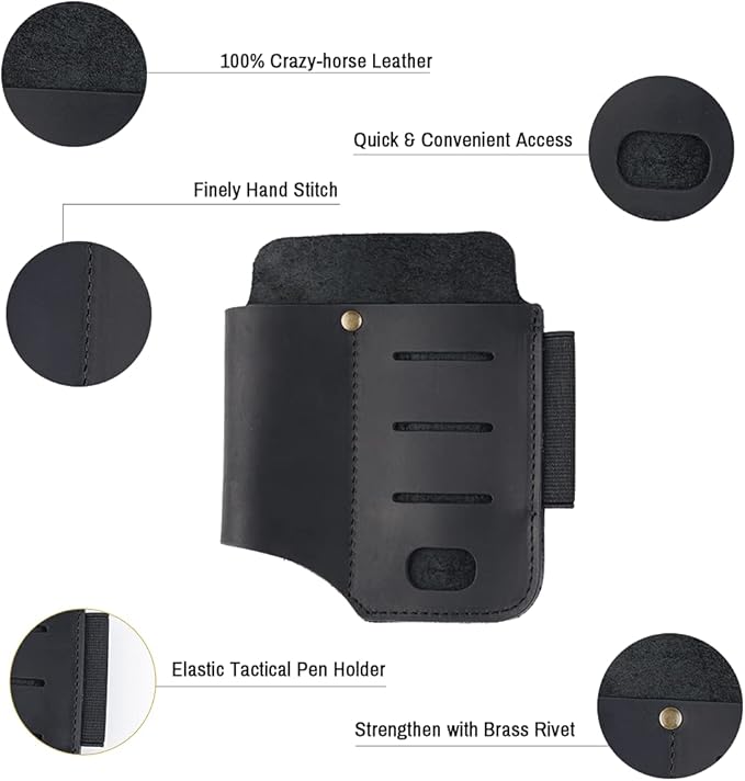 VIPERADE PJ15 Multitool Sheath for Belt, Leather Flashlight Holster, EDC Belt Organizer, Leather EDC Pocket Organizer, Flashlight Sheath