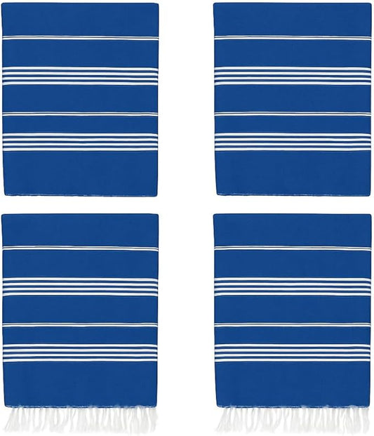 HAVLULAND Turkish Beach Towels Pack 4 – Oversized, Quick-Dry & Sand-Free | Lightweight, Absorbent Bath Towels for Travel, Pool, Vacation & Beach Blanket | 40” x 72” Bulk Set – Blue