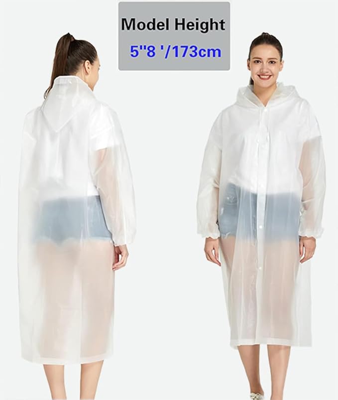 Rain Coat Poncho for Adult, 2 Pack Women Men Reusable Raincoats Emergency with Hood and Drawstring