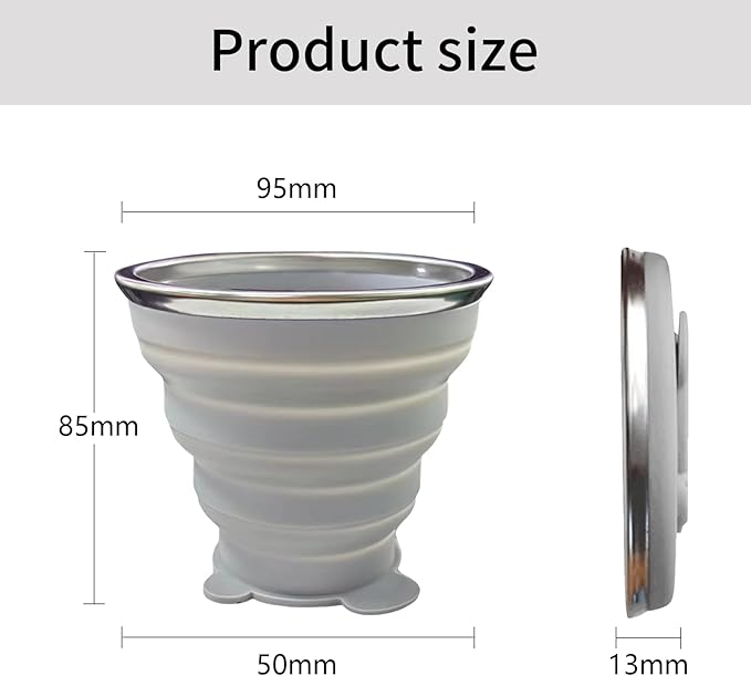 Collapsible Cups-Silicone Foldable Cup-Expandable Folding DrinkingCup Reusable Portable Mugs-Cup For Travel, Camping, Hiking, Beach, Holiday Vacation, Outdoor Sports (GreySkyBlue)