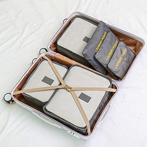 Portable Packing Cubes - Perfect Luggage Organizer Bags, Packing Cubes for Suitcases, Compression Packing Cubes, Travel Bags Organizer for Luggage, Luxurious Travel Cubes, Grey