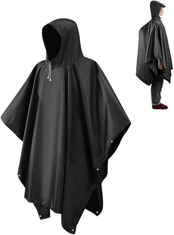 Rain Ponchos for Adults, Reusable Ponchos for Men & Women, Waterproof EVA Lightweight Rain Coat with Drawstring Hood & Sleeves, Perfect for Camping, Hiking, Travel