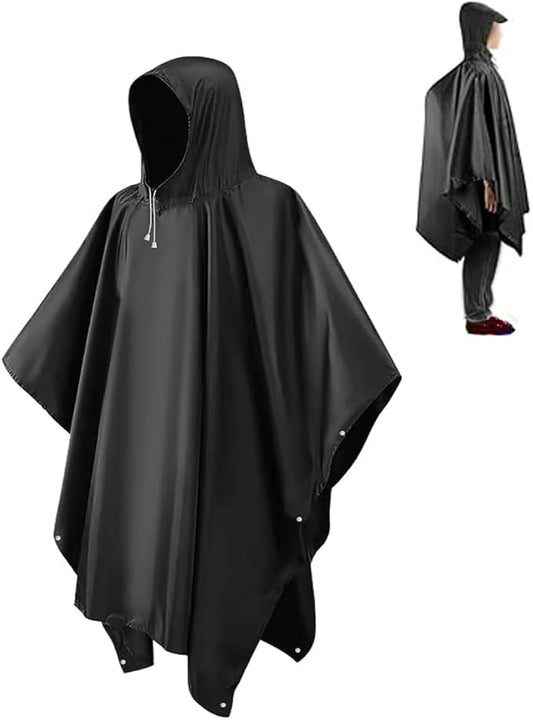 Rain Ponchos for Adults, Reusable Ponchos for Men & Women, Waterproof EVA Lightweight Rain Coat with Drawstring Hood & Sleeves, Perfect for Camping, Hiking, Travel