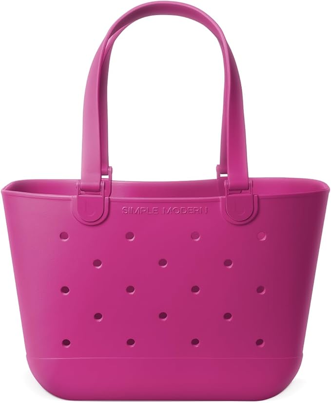 Simple Modern Large Beach Bag | Waterproof Getaway Rubber Tote with Zipper Pocket for Travel, Pool, Boat, Groceries, Sports | Zinnia