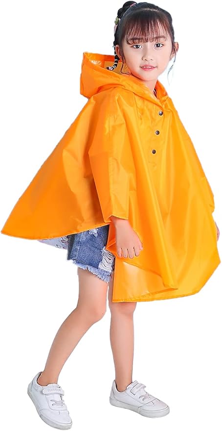 Spmor Kids Rain Poncho Hooded Jacket Rain Coat