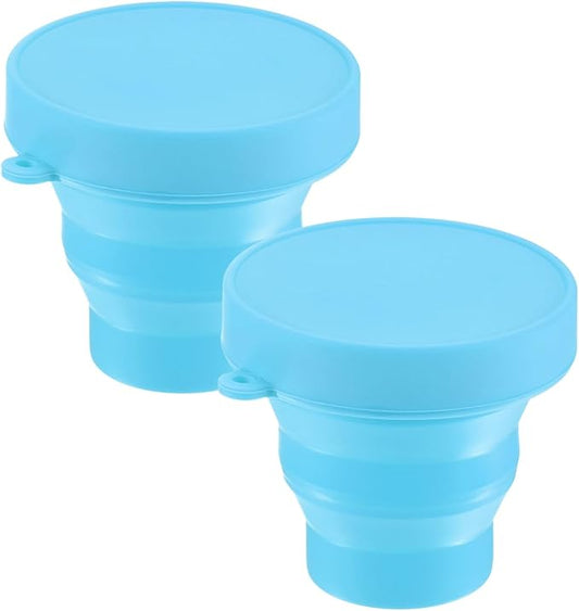 2 Pack Collapsible Travel Cup, 5.7oz(170ml) Silicone Portable Foldable Water Cup Bottle for Travel/Camping/Hiking, Reusable [Sky Blue]