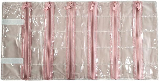 Travel Jewelry Roll Bag Portable Organizer Pouch With Grids&PVC Cover Storage Bags for Necklace, Bracelet, Bracelet,Ring, Badge, Pendant
