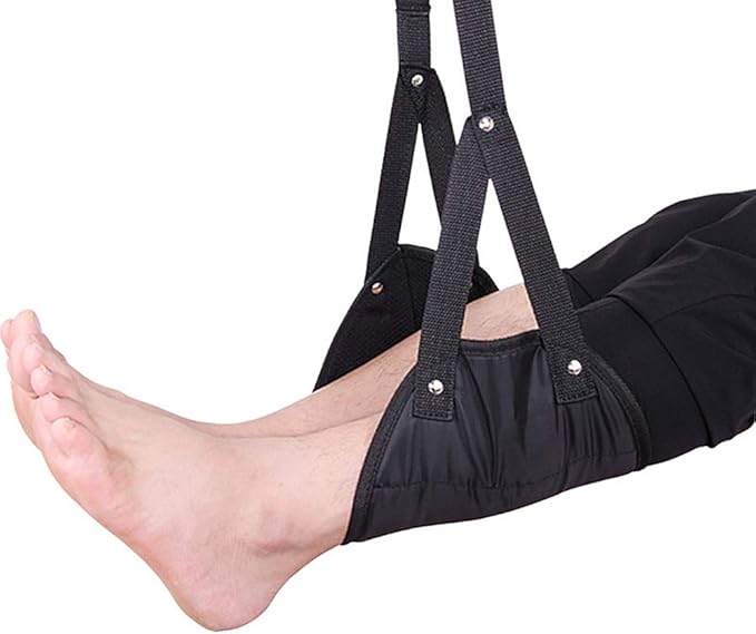 Magik 1-3 Pack Portable Foot Rest Relax Travel Hammock Carry Flight Leg Lift Pedal Adjustable Height and Length Airplane Office Bus Train Pad, Reducing Swelling and Soreness (Black, 3 Pack)