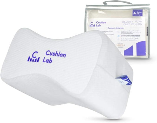 Cushion Lab Extra Dense Orthopedic Knee Pillow for Back Pain Relief, Leg Pain, Hip, Pregnancy, Sciatica & Joint Pain - Memory Foam Wedge Pillow Contour