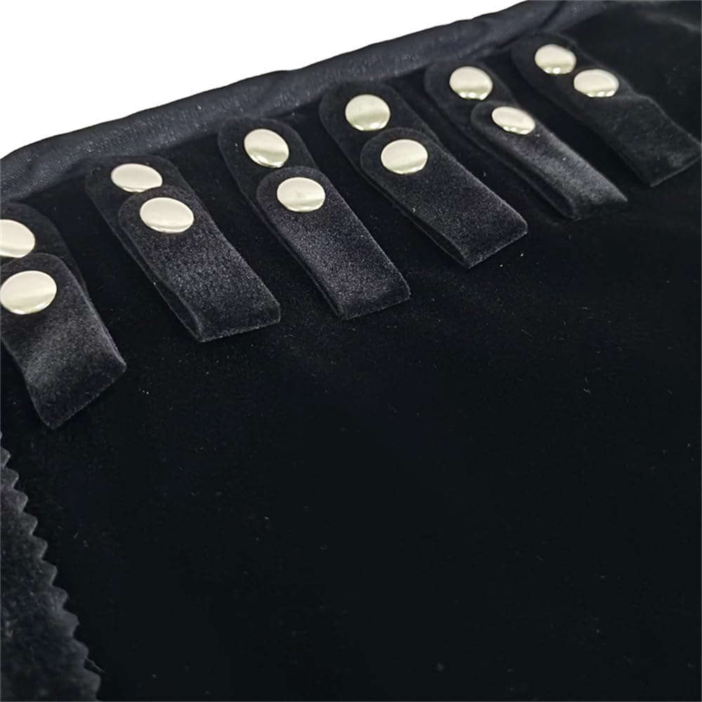 Velvet Travel Jewelry Case Roll Bag Organizer for Necklace Bracelet Earrings Ring (Black) (Black set)