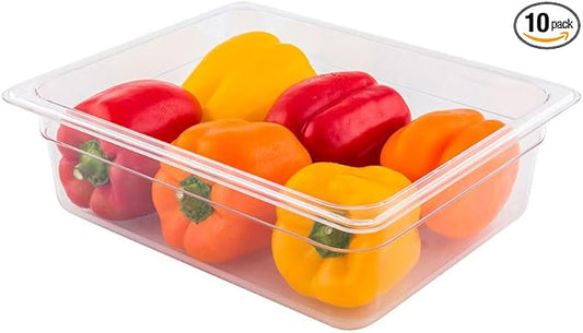 Restaurantware-4 Inch Deep Food Pans, 10 1/2 Size Commercial Food Storage Container - Freezable, Break-Resistant, Clear Plastic Cold Pans, Dishwashable, For Kitchens, Restaurants, Or Cafeterias