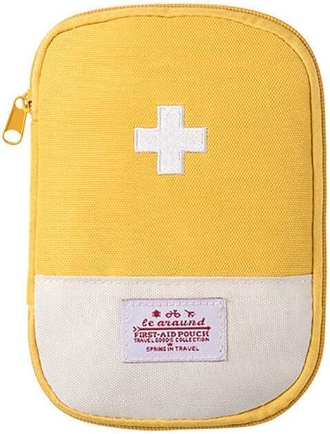 First Aid Bag Empty,Small Portable Empty First Aid Kit Bag Waterproof Section Dividers Travel Medicine Bag for Emergency for Home Office Car Outdoors Boat Camping Hiking Cycling (Yellow)
